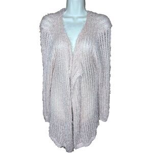 Anthropologie Sunday in Brooklyn Blush Pink Eyelash Open Front Cardigan Size Med